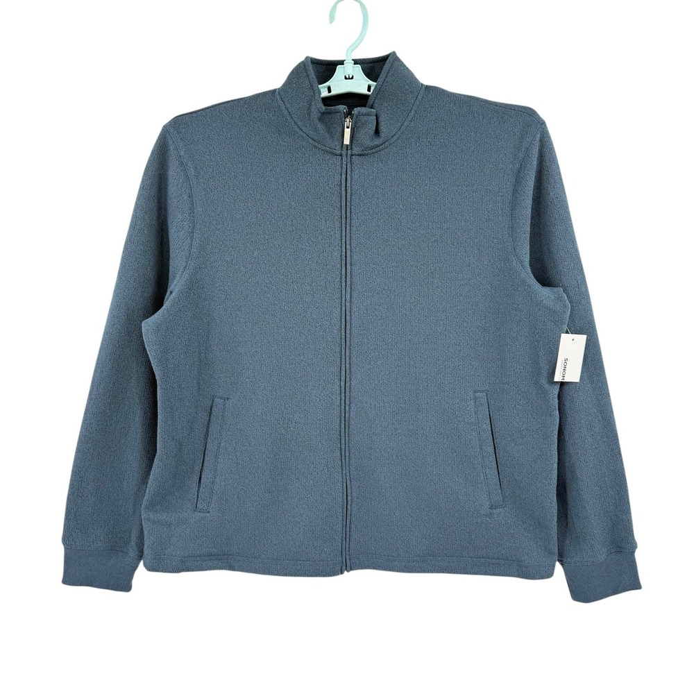 Sonoma Men's Blue Fleece Sweater Size XXL Full Zip Soft Touch Brushed NWT